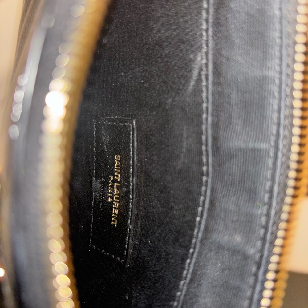 Saint Laurent Black Quilted Leather Wrist Pouch with Gold YSL Logo - Picture 7 of 7